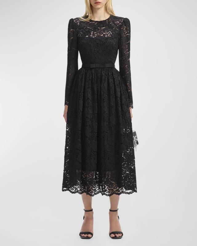 Corded Lace A-line Midi Dress